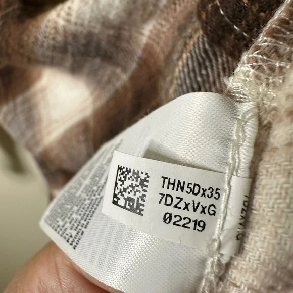 Y2K American Eagle Outfitters Flannel Plaid Button Up Hoodie Shirt Brown White M - Picture 5 of 8